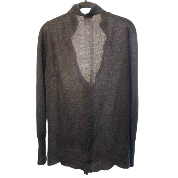 Abercrombie & Fitch Slate Blue/Gray Mohair Blend Cardigan, Ruffle Trim Buttons L - Picture 5 of 8